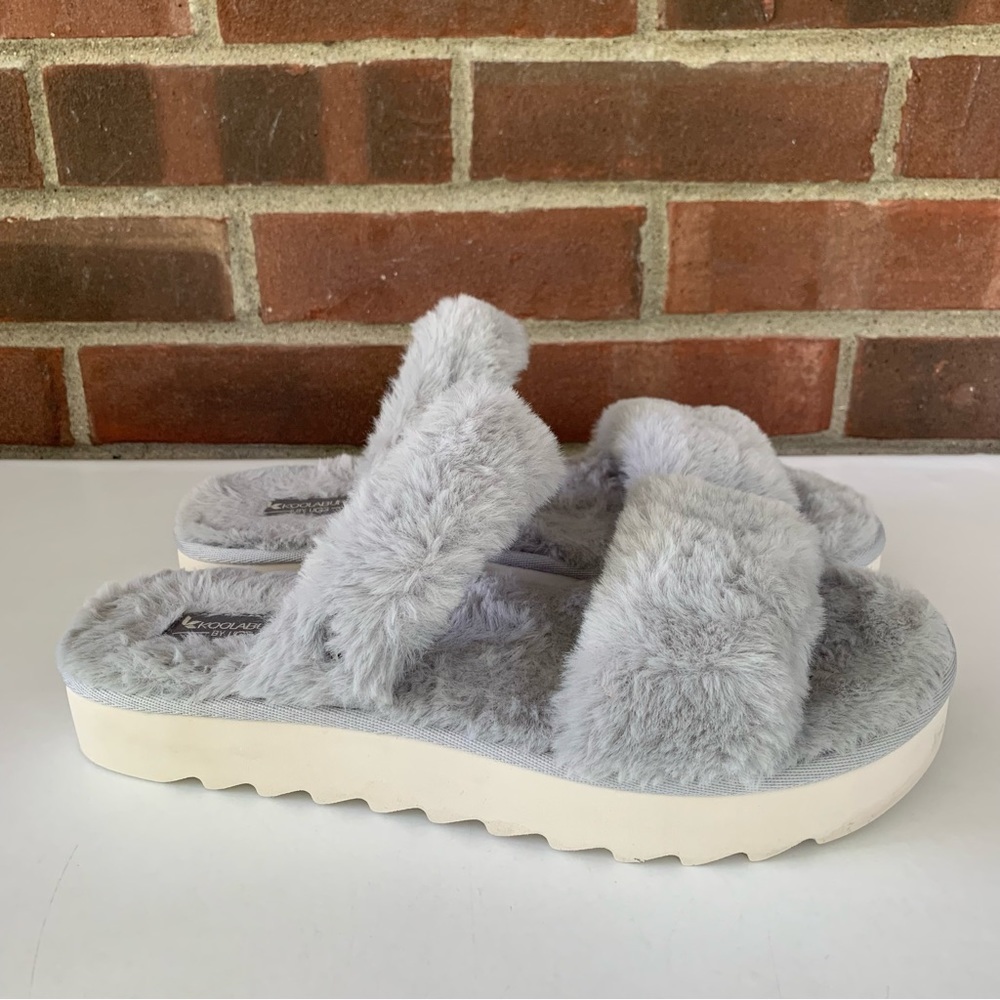 Koolaburra Womens Fuzz-On Faux Fur Slippers Platform Sandals Shoes US 10 M